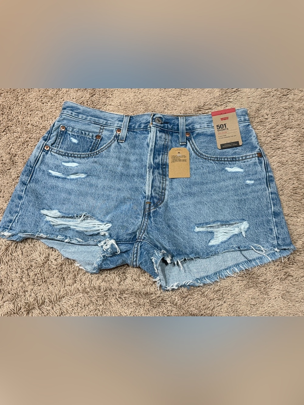 Levi's Light Blue Distressed Denim Cutoff Shorts